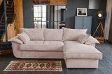KAWOLA Sofa DAMETO Ecksofa Bettsofa Schlafsofa mit Stauraum Cord rosa