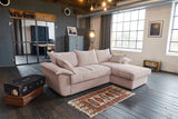KAWOLA Sofa DAMETO Ecksofa Bettsofa Schlafsofa mit Stauraum Cord rosa