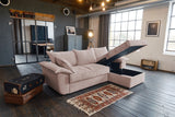 KAWOLA Sofa DAMETO Ecksofa Bettsofa Schlafsofa mit Stauraum Cord rosa