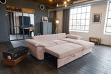 KAWOLA Sofa DAMETO Ecksofa Bettsofa Schlafsofa mit Stauraum Cord rosa