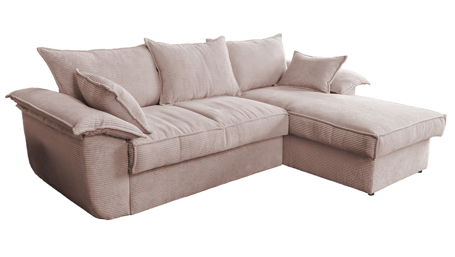 KAWOLA Sofa DAMETO Ecksofa Bettsofa Schlafsofa mit Stauraum Cord rosa