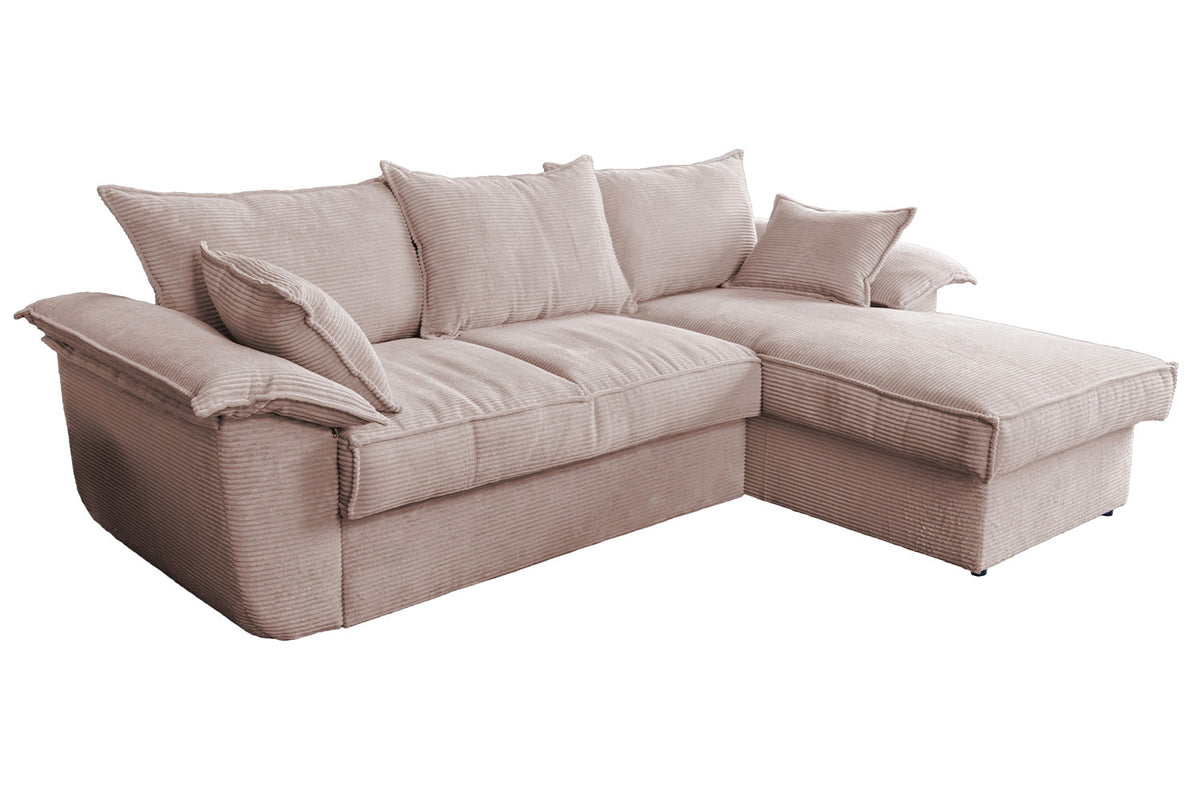 KAWOLA Sofa DAMETO Ecksofa Bettsofa Schlafsofa mit Stauraum Cord rosa