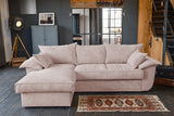 KAWOLA Sofa DAMETO Ecksofa Bettsofa Schlafsofa mit Stauraum Cord rosa