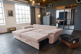 KAWOLA Sofa DAMETO Ecksofa Bettsofa Schlafsofa mit Stauraum Cord rosa