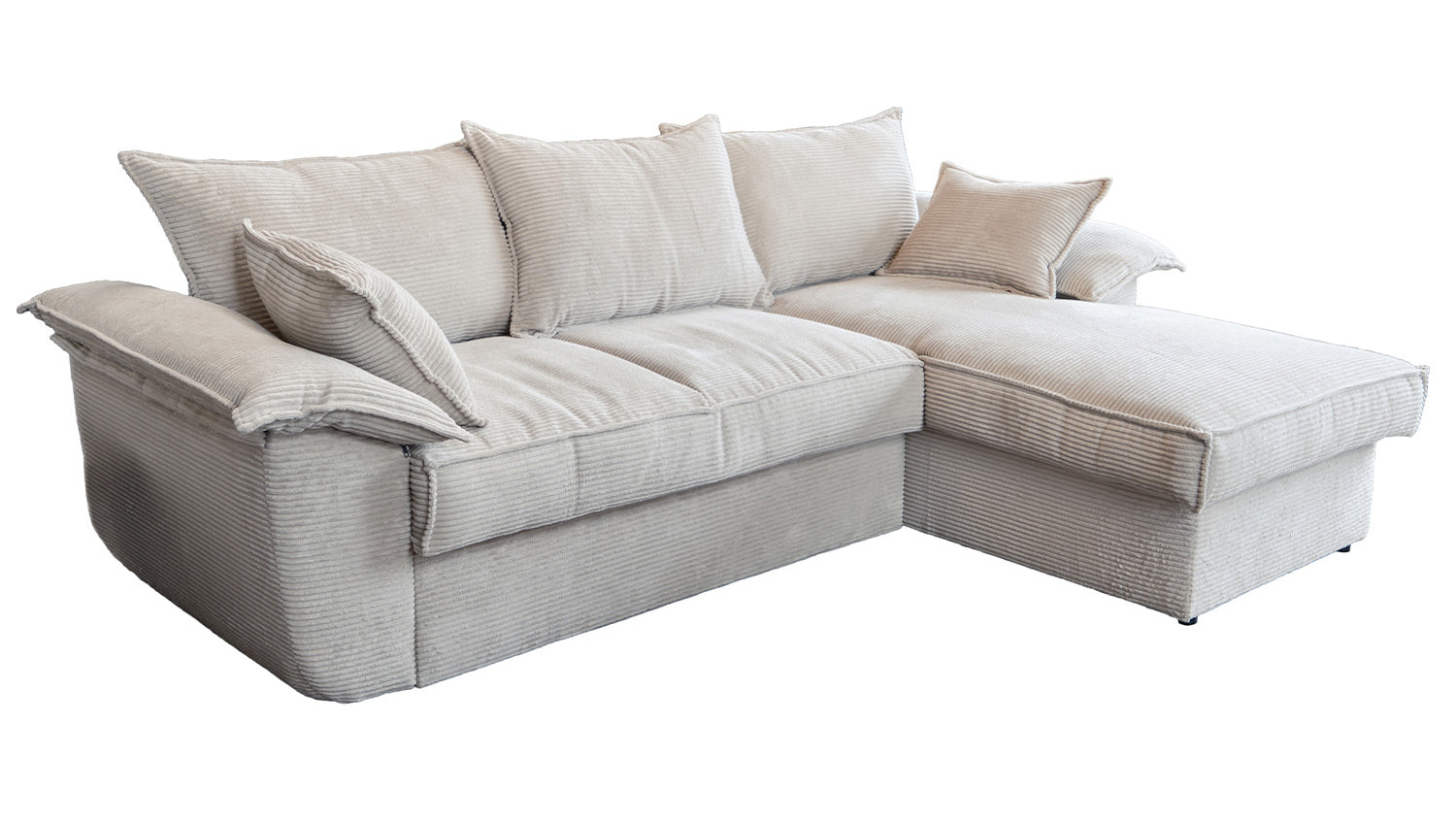 KAWOLA Sofa DAMETO Ecksofa Bettsofa Schlafsofa mit Stauraum Cord weiß