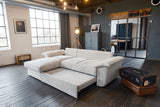 KAWOLA Sofa DAMETO Ecksofa Bettsofa Schlafsofa mit Stauraum Cord weiß