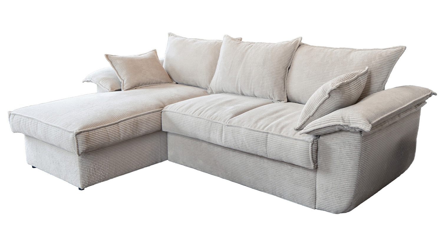KAWOLA Sofa DAMETO Ecksofa Bettsofa Schlafsofa mit Stauraum Cord weiß