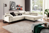 KAWOLA Sofa DELIA Ecksofa Cord cremeweiß, 276 x 219, Rechts, Relaxfunktion