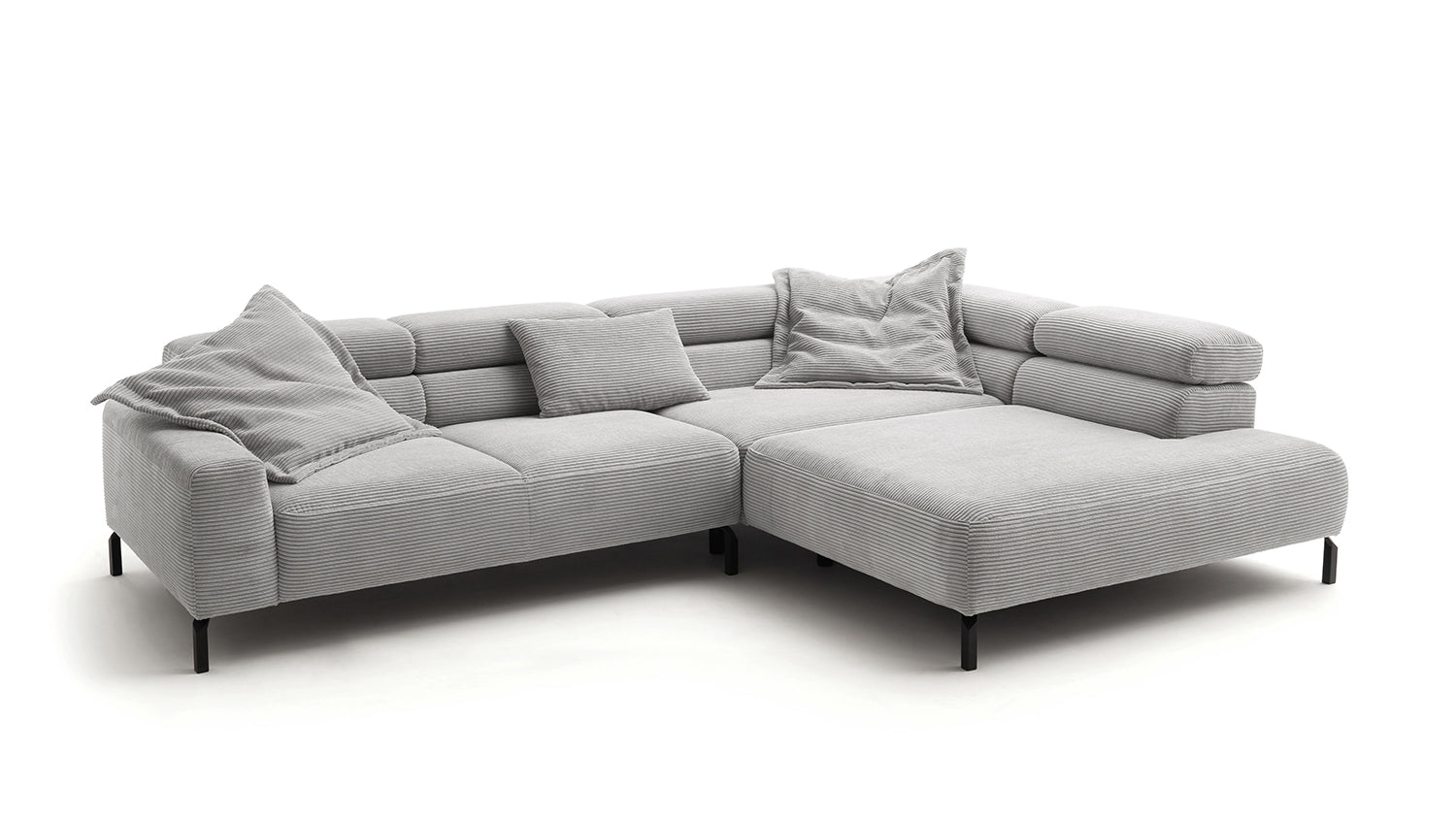 KAWOLA Sofa DELIA Ecksofa Cord hellgrau