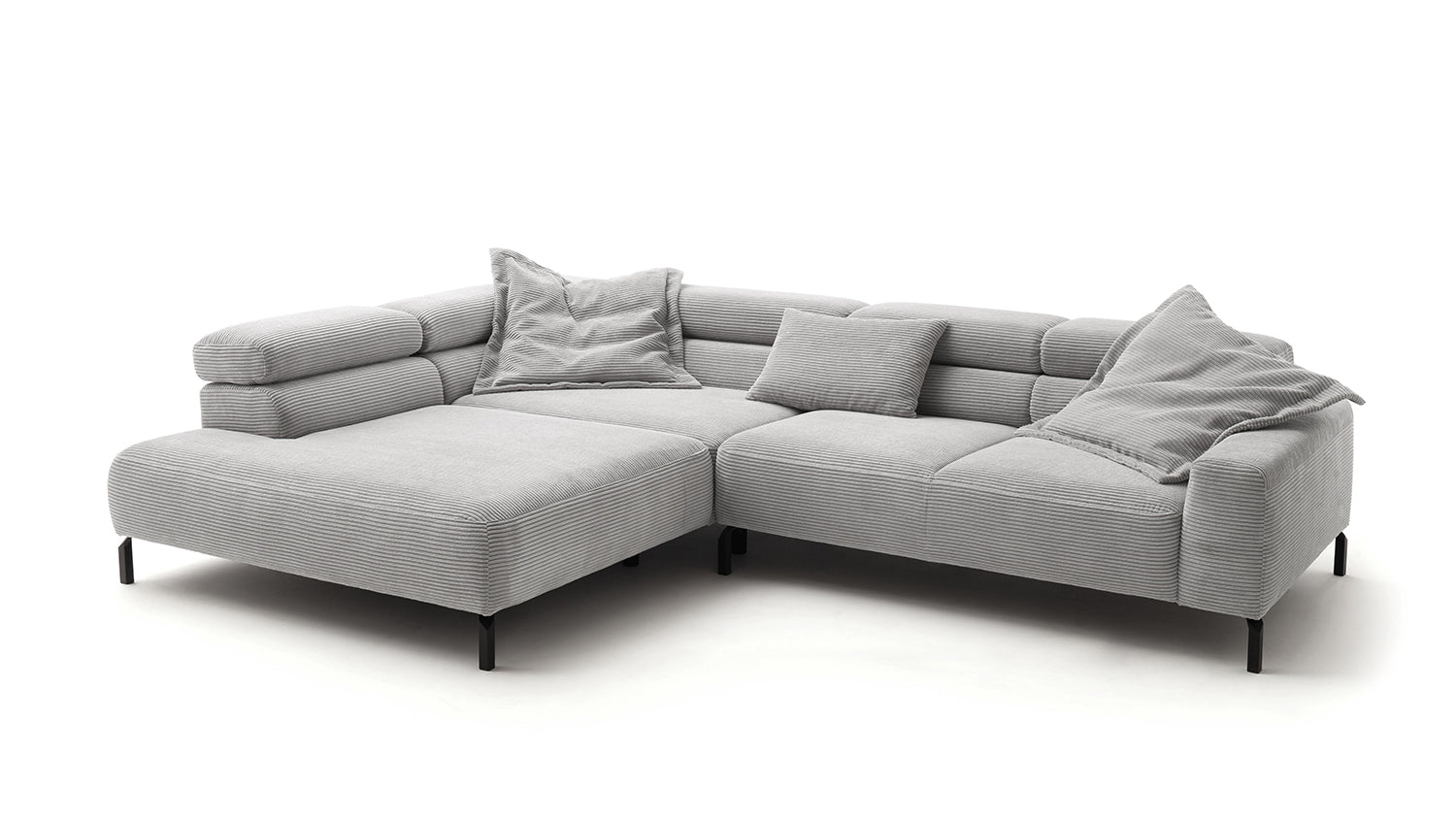 KAWOLA Sofa DELIA Ecksofa Cord hellgrau