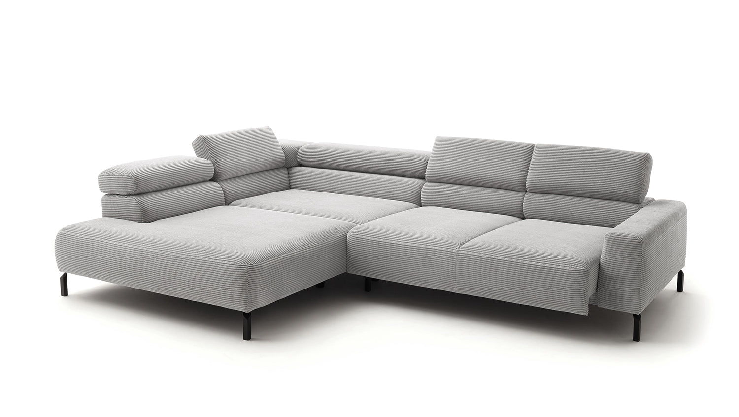 KAWOLA Sofa DELIA Ecksofa Cord hellgrau