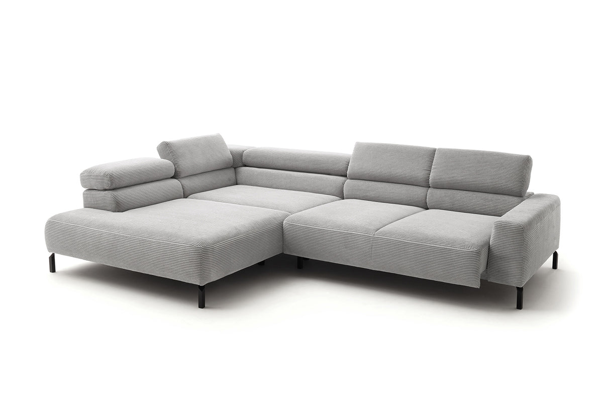 KAWOLA Sofa DELIA Ecksofa Cord hellgrau