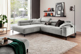 KAWOLA Sofa DELIA Ecksofa Cord hellgrau, 312 x 219, Links, Relaxfunktion