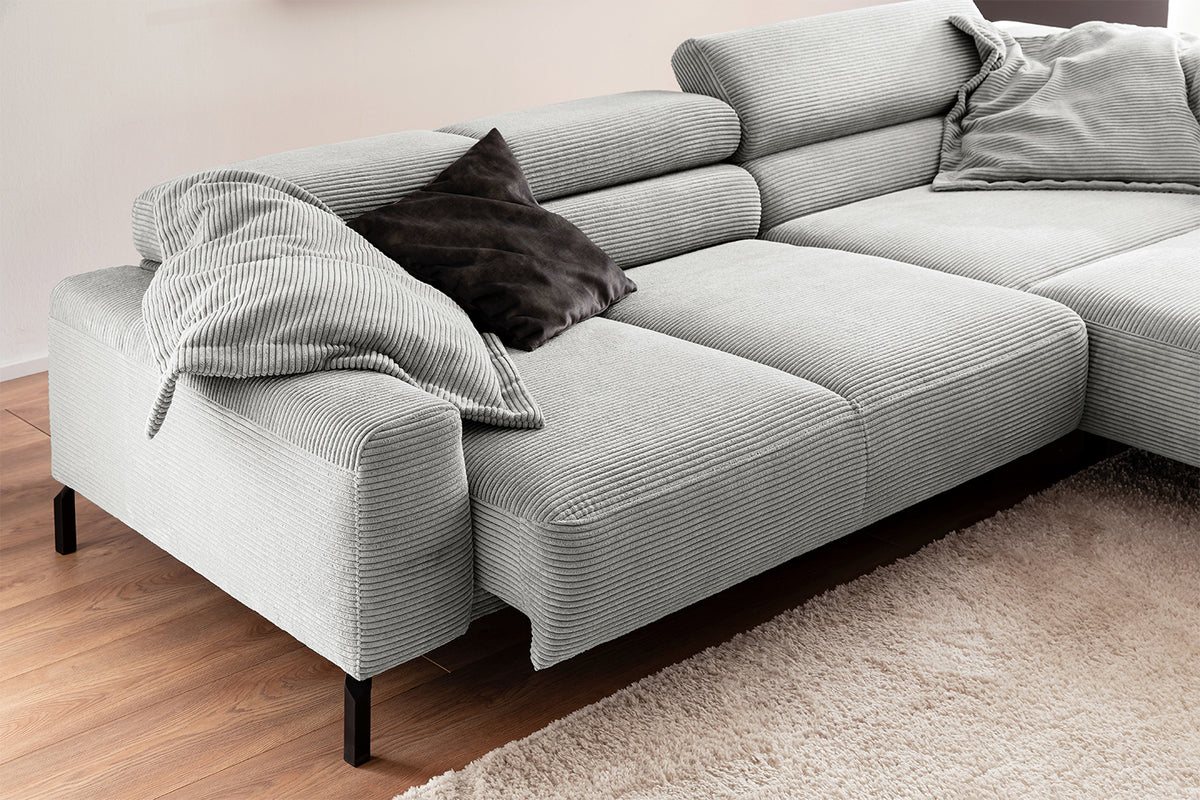 KAWOLA Sofa DELIA Ecksofa Cord hellgrau