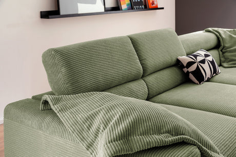 KAWOLA Sofa DELIA Ecksofa Cord olivgrün