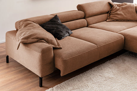 KAWOLA Sofa DELIA Ecksofa Cord rost
