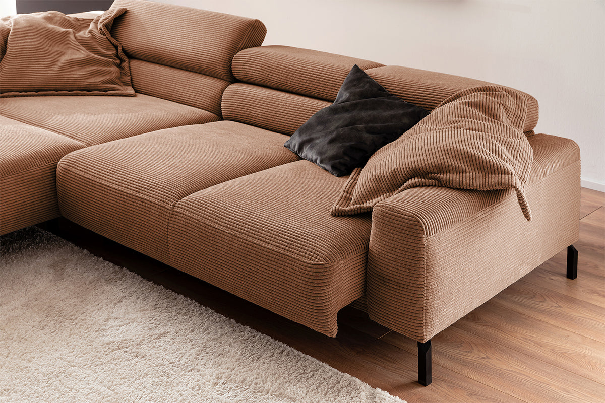 KAWOLA Sofa DELIA Ecksofa Cord rost