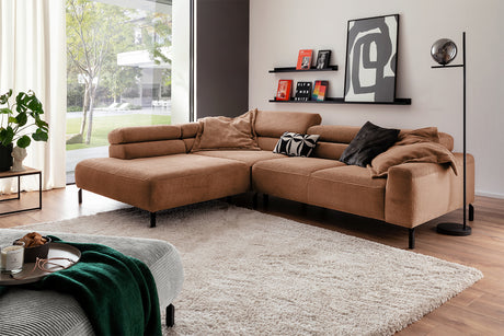 KAWOLA Sofa DELIA Ecksofa Cord rost, 276 x 219, Links, Relaxfunktion