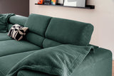 KAWOLA Sofa DELIA Ecksofa Cord smaragd