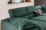 KAWOLA Sofa DELIA Ecksofa Cord smaragd