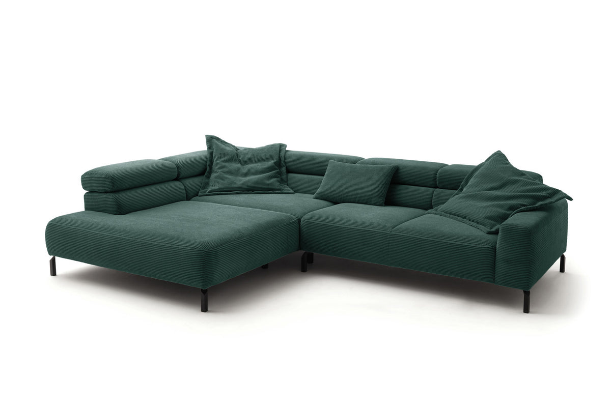 KAWOLA Sofa DELIA Ecksofa Cord smaragd