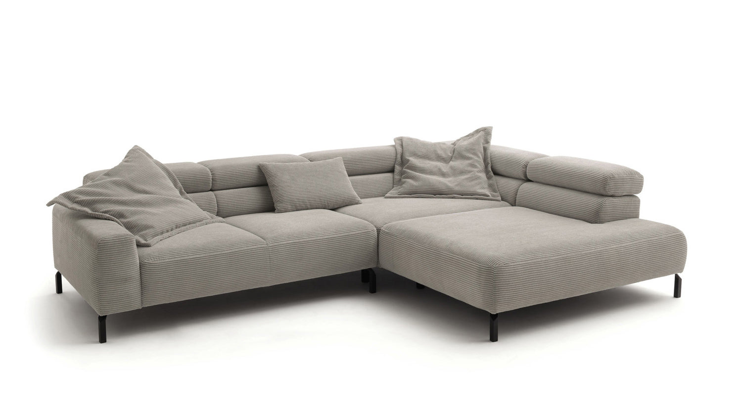 KAWOLA Sofa DELIA Ecksofa Cord steingrau