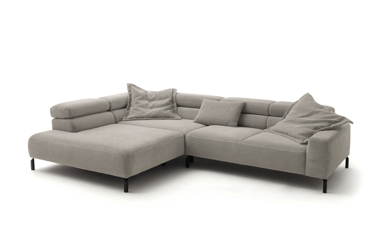 KAWOLA Sofa DELIA Ecksofa Cord steingrau