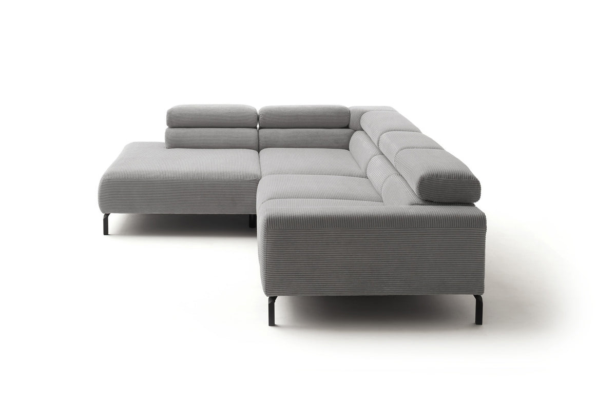 KAWOLA Sofa DELIA Ecksofa Cord steingrau