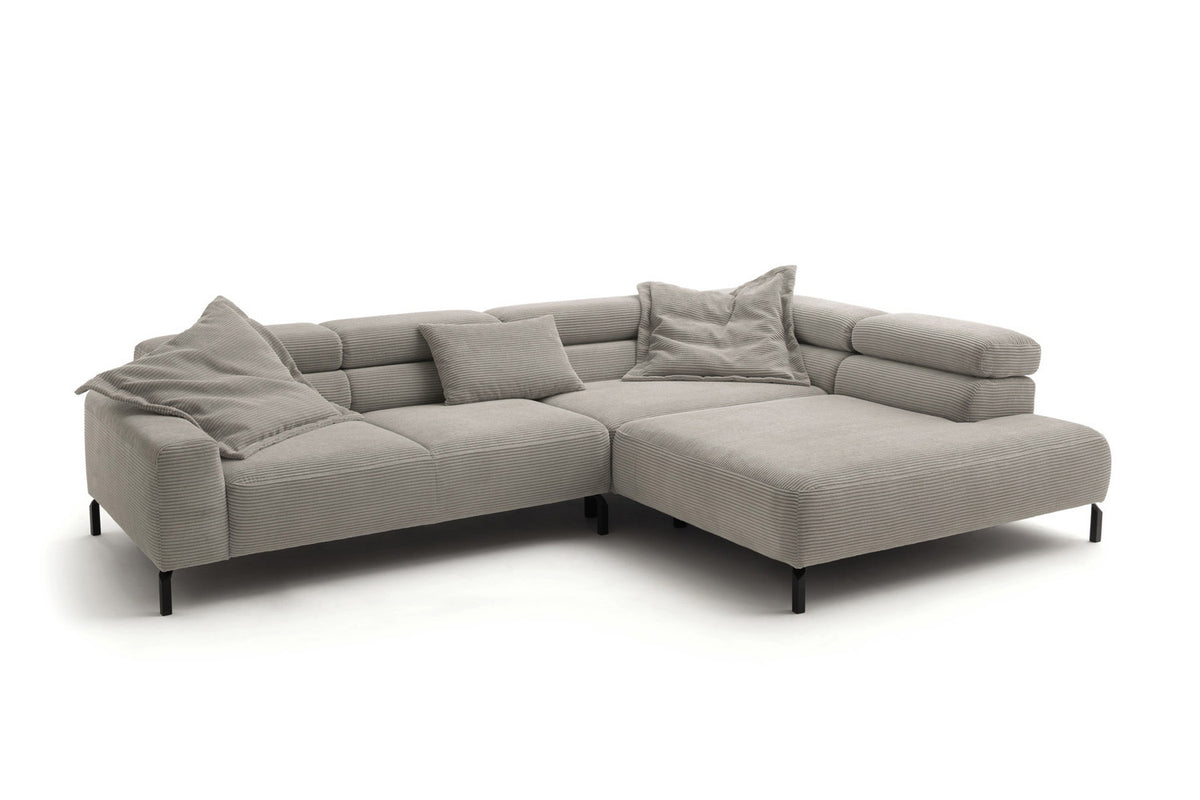 KAWOLA Sofa DELIA Ecksofa Cord steingrau