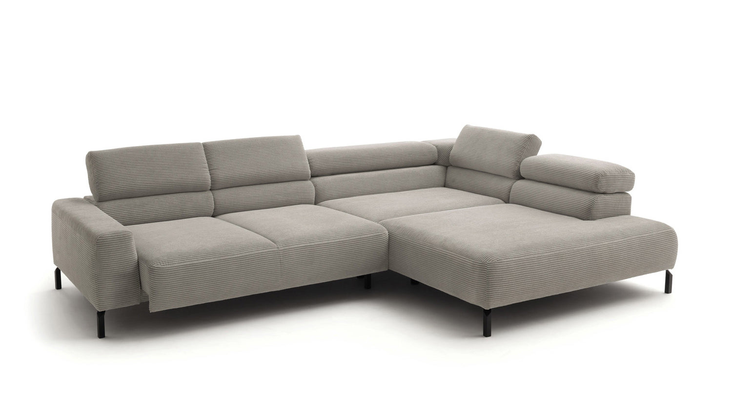 KAWOLA Sofa DELIA Ecksofa Cord steingrau