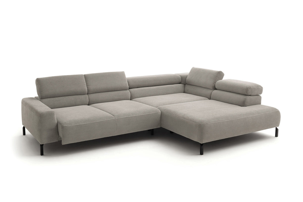 KAWOLA Sofa DELIA Ecksofa Cord steingrau