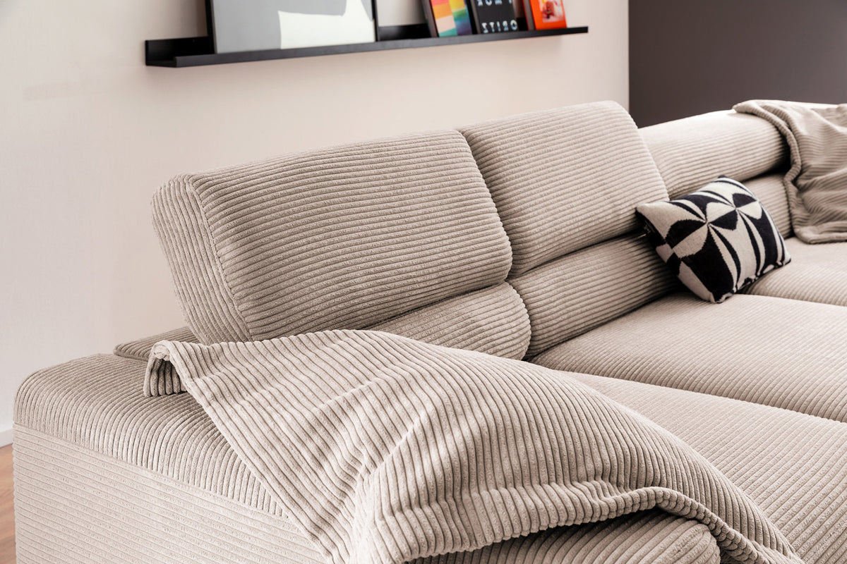 KAWOLA Sofa DELIA Ecksofa Cord taupe