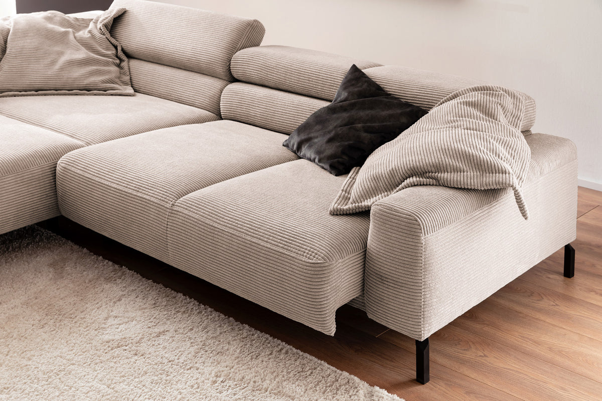 KAWOLA Sofa DELIA Ecksofa Cord taupe