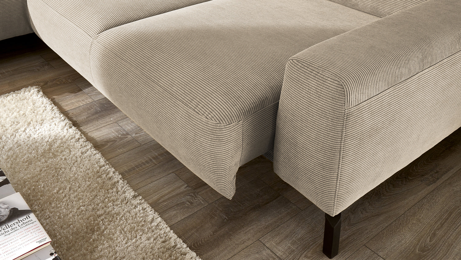 KAWOLA Sofa DELIA Ecksofa Feincord beige