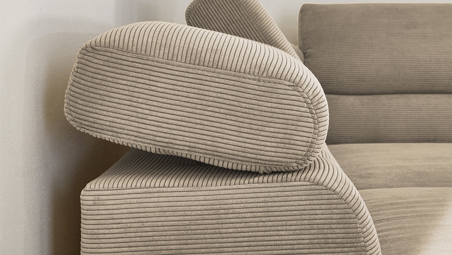 KAWOLA Sofa DELIA Ecksofa Feincord beige