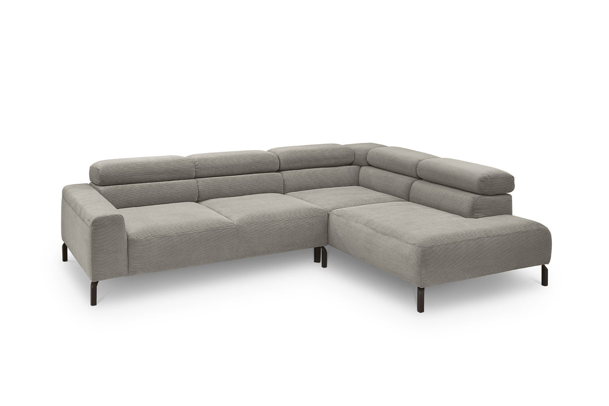 KAWOLA Sofa DELIA Ecksofa Feincord grau