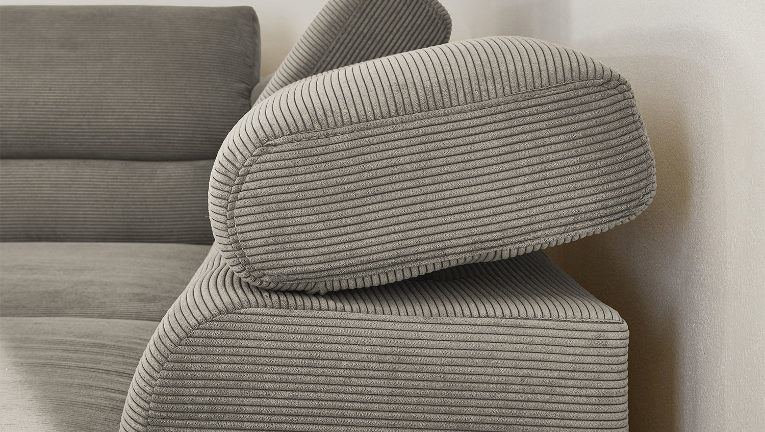 KAWOLA Sofa DELIA Ecksofa Feincord grau