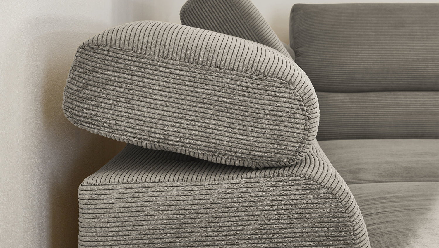 KAWOLA Sofa DELIA Ecksofa Feincord grau
