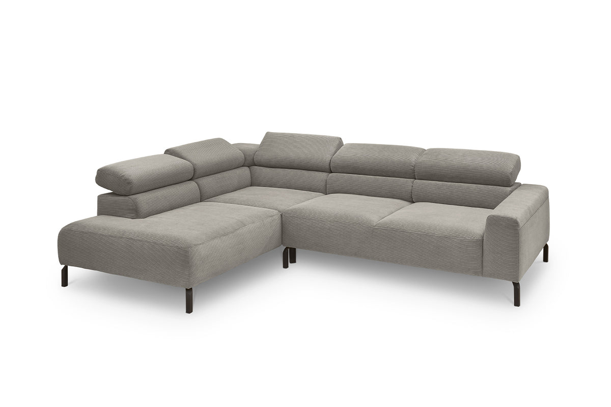 KAWOLA Sofa DELIA Ecksofa Feincord grau