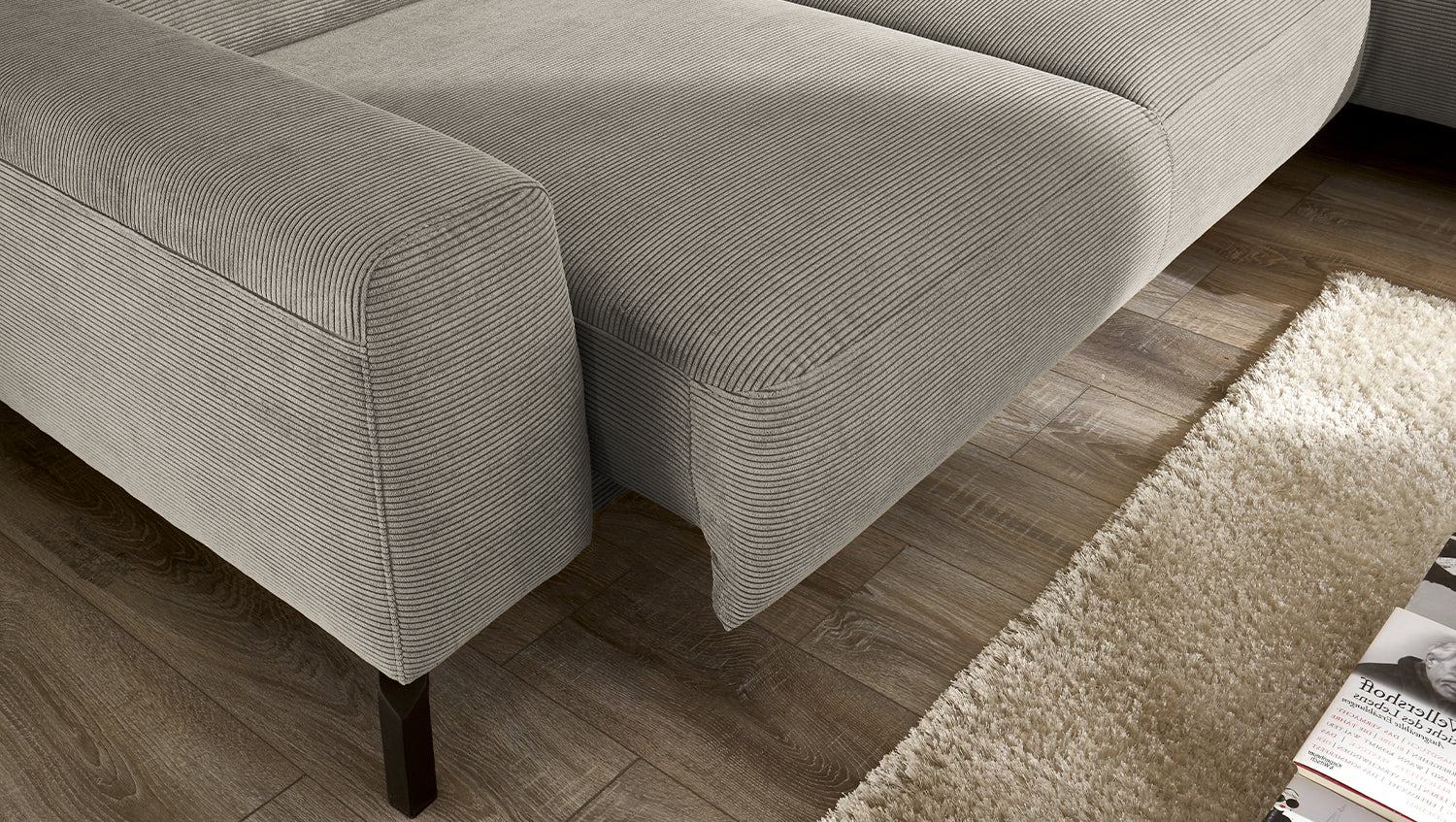 KAWOLA Sofa DELIA Ecksofa Feincord grau