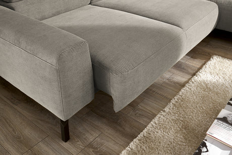KAWOLA Sofa DELIA Ecksofa Feincord grau
