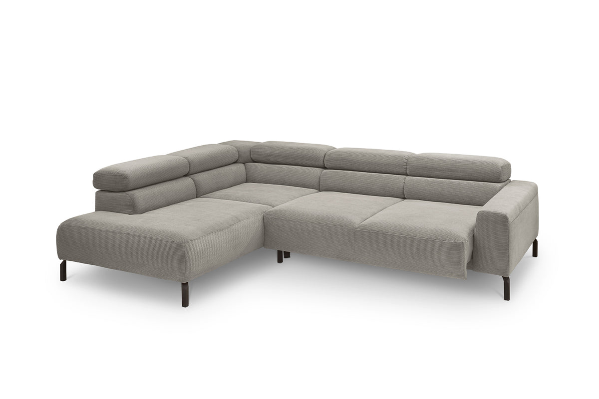 KAWOLA Sofa DELIA Ecksofa Feincord grau