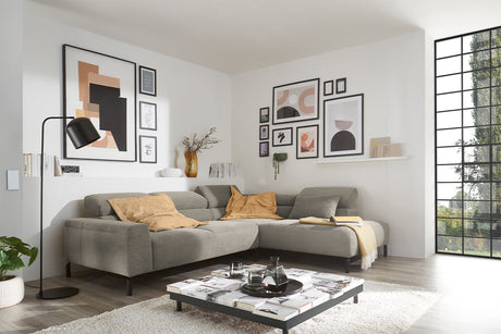 KAWOLA Sofa DELIA Ecksofa Feincord grau, Rechts, Ohne Komfortfunktion