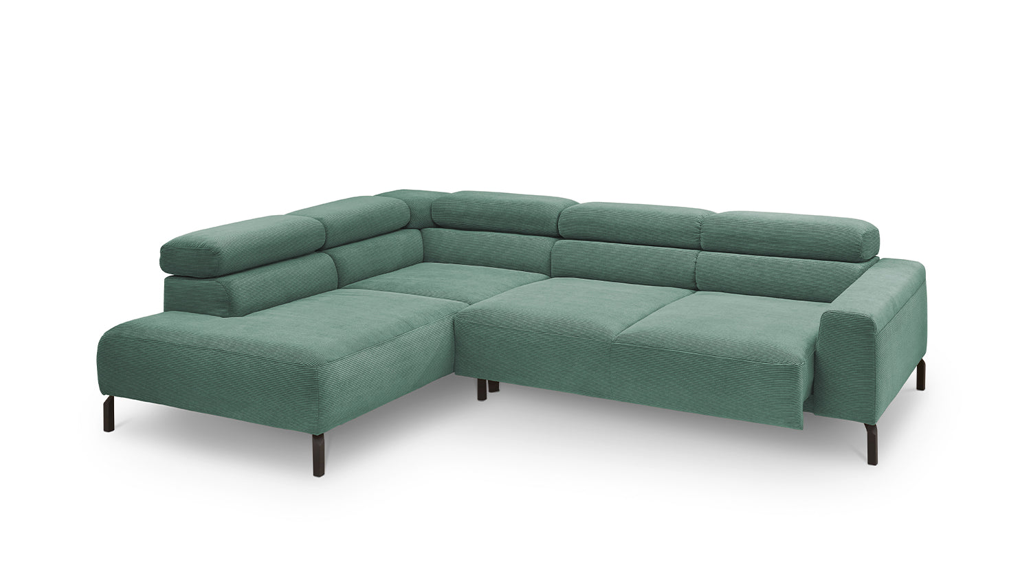 KAWOLA Sofa DELIA Ecksofa Feincord grün