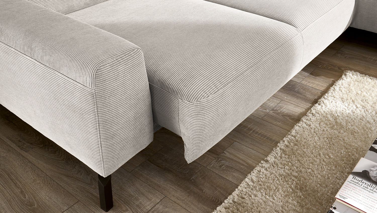 KAWOLA Sofa DELIA Ecksofa Feincord silber