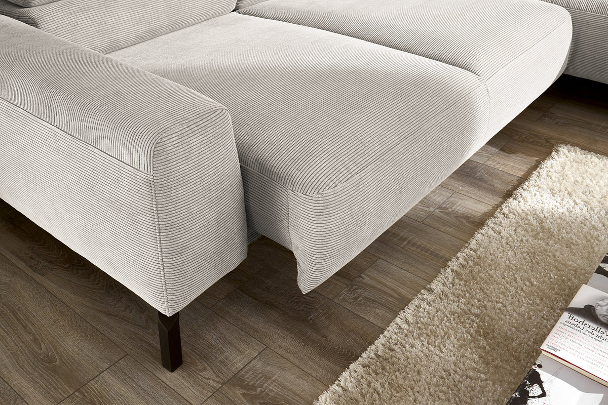 KAWOLA Sofa DELIA Ecksofa Feincord silber