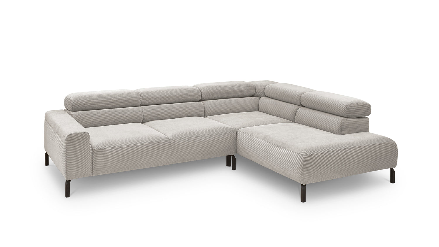 KAWOLA Sofa DELIA Ecksofa Feincord silber