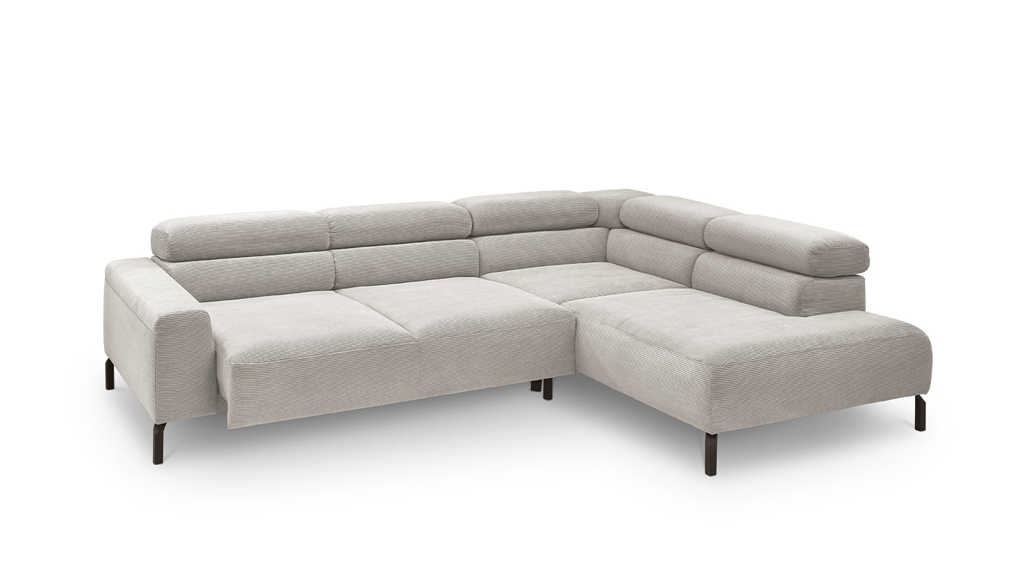 KAWOLA Sofa DELIA Ecksofa Feincord silber