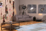 KAWOLA Sofa Deside 3-Sitzer Leder Pallino grau (B/T/H)