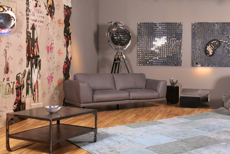 KAWOLA Sofa Deside 3-Sitzer Leder Pallino grau (B/T/H)